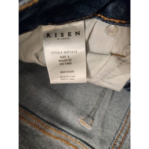 Risen Sequin Mid-rise Straight leg jean stretch cotton blend denim size 27x28 - Picture 4 of 10